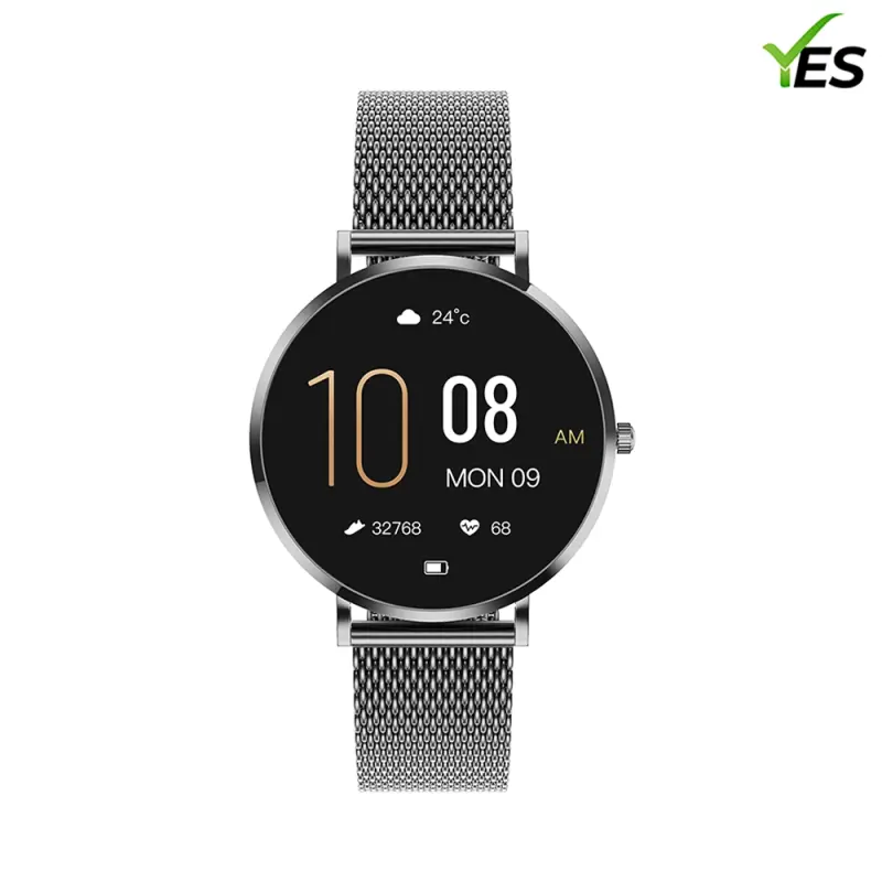 YES Opal Flow Smartwatch – 1.19" AMOLED, Stainless Steel Body, IP68