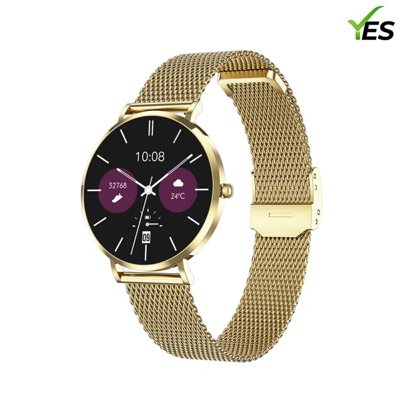 YES Opal Flow Smartwatch – 1.19" AMOLED, Stainless Steel Body, IP68